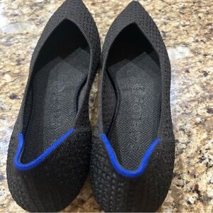 Rothy's Black Flats with Blue Accent
